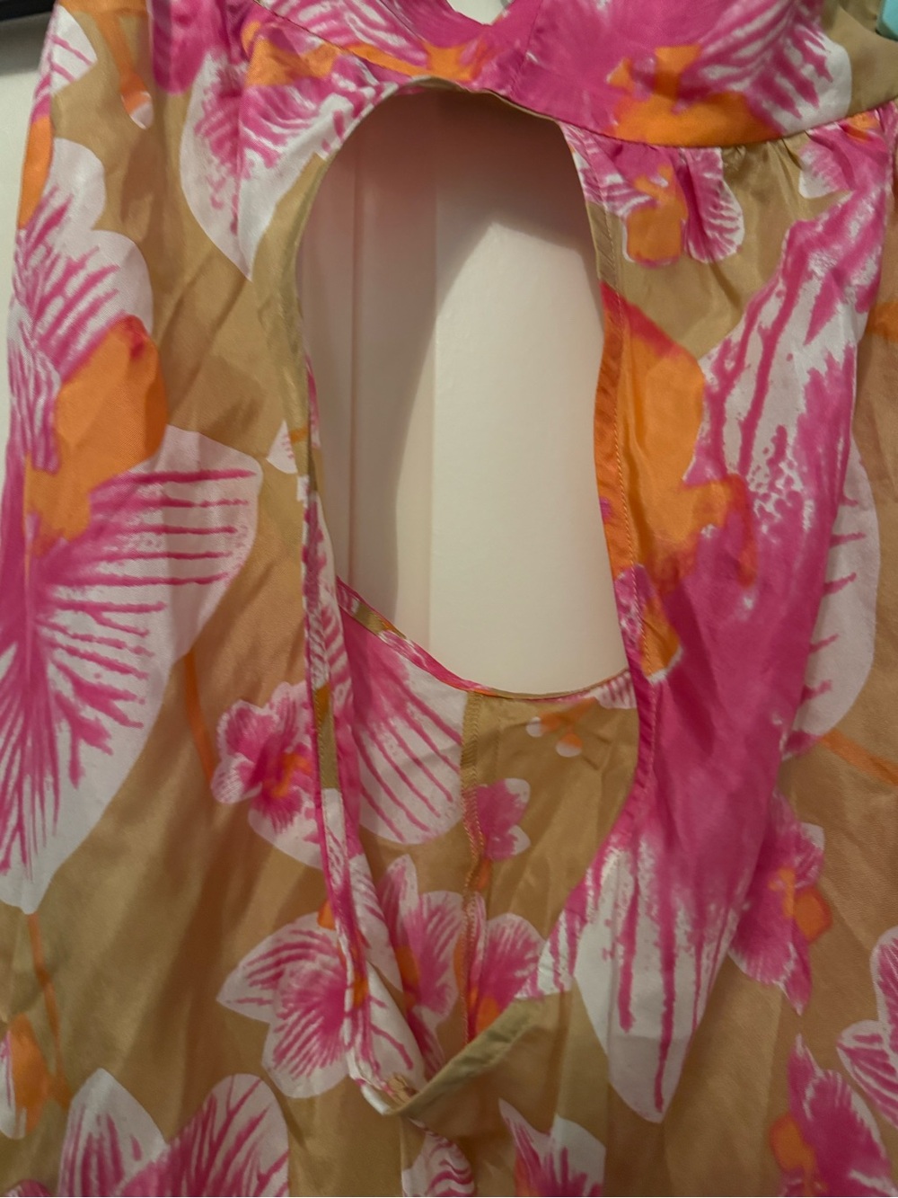 Cache Pink Floral Halter Tunic with Tan Accents - Picture 9 of 11